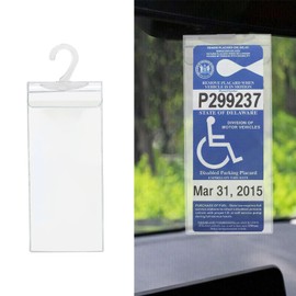 Wogomz Car Handicap Placard Holder, Ultra Transparent Disabled Parking Permit Protective Cover, Disability Parking Placard Protector with Large Plastic Hanger, Car Accessories