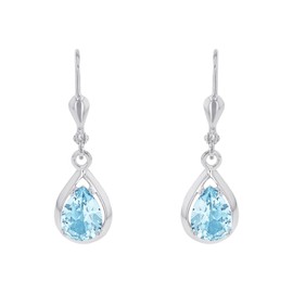 Amor 2017160 Women's Earrings 925 Sterling Silver with Aquamarine Synthetic 2.5 cm Silver Comes in Jewellery Gift Box, Sterling Silver, Aquamarine synthetic.