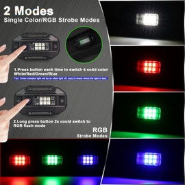 UTV Dome Light with RGB Strobe, POVTOR Universal Roll Bar Mount Car LED Interior Light Roll Cage Map Light Utility Light for UTV ATV Polaris RZR Can Am Truck Car-White/Red/Green/Blue/RGB Strobe
