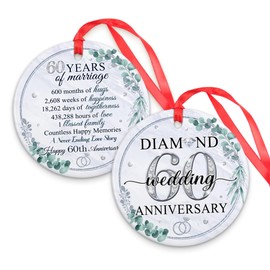 CEZII 60th Wedding Anniversary Christmas Ornaments 2024 for Parents, 60 Years Married as Mr & Mrs Ornaments, Christmas Tree Decorations, 60 Years of Marriage Gifts for Couple Husband Wife Friends