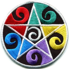 TKPatch Wiccan pentagram pagan pentacle wicca witchcraft embroidered applique iron-on patch new