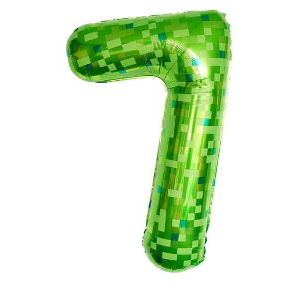 40 Inch Giant Green Pixel Miner Theme Number Foil Balloons,