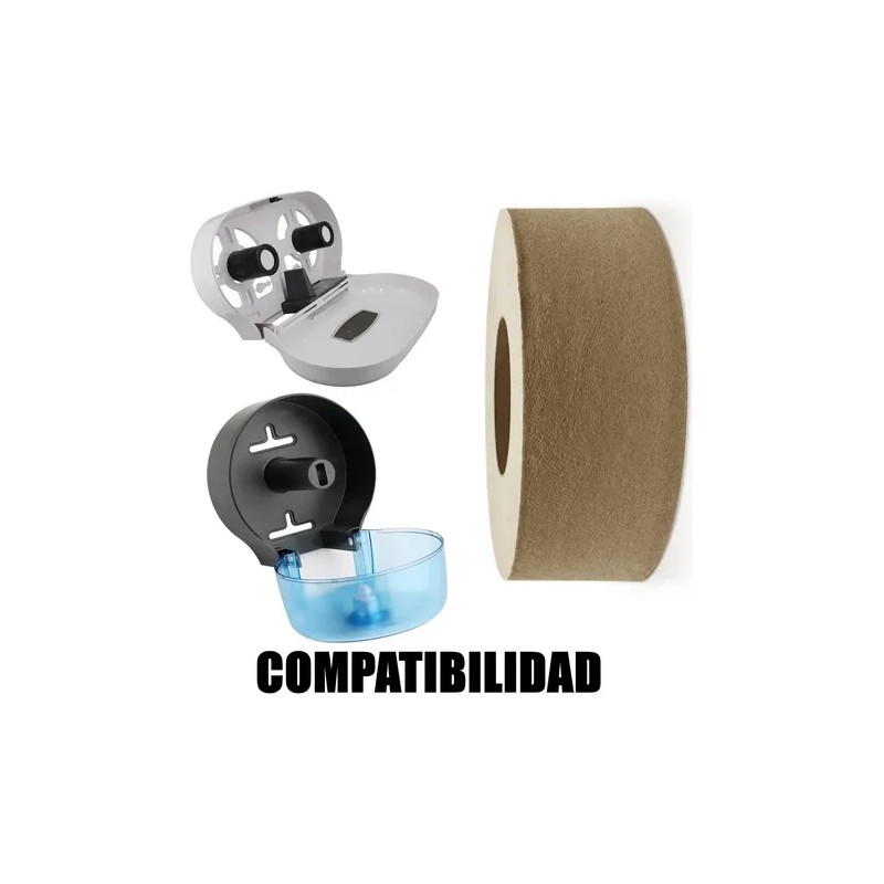 Papel Higienico Jumbo 500 Metros 6 Rollos Ecológico Color Natural