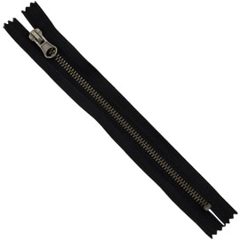 AERZETIX - C61536 - Zip No. 5 Non-Separable 20 cm Vintage Metal - Decorative Pull Tab - Black - Slider for Leather Goods Jeans Skirts Haberdashery