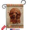 Dog Miniature Poodle Happiness Burlap Garden Flag Set with Stand