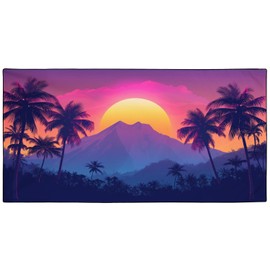 OHTMTHO Sunset Palm Trees Beach Towel Oversized 36"x72" Quick Dry Microfiber Towels Pool Accessories Cruise Essentials Vacation Gifts Summer Must Haves for Swimming Camping Travel