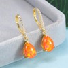 Leverback Orange Opal Dangle Earrings 14k Yellow Gold Plated Drop