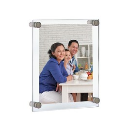 Azar Displays Floating Acrylic Wall Frame with Silver Stand Off Caps: 11" x 17" Graphic Size, Overall Frame Size: 15" x 21", Clear