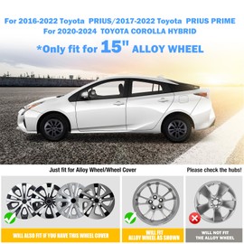 AUTOWIKI 15" Hubcaps Wheel Covers fits for 2016-2022 Toyota Prius, 15 Inch Hub Cap Set of 4 for 16-22 Toyota Prius 2016 2017 2018 2019 2020 2021 2022 Heavy Duty Construction (Black Matte)