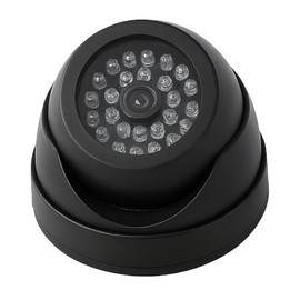 Imitation Security Camera, Dummy Fake Dome Camera with Flashing Red LED Light/Screw/Cover for Indoor & Outdoor Home Business, Black