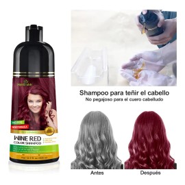 Shampoo Tinte Cubre Canas Rojo Vino Herbishh 500ml