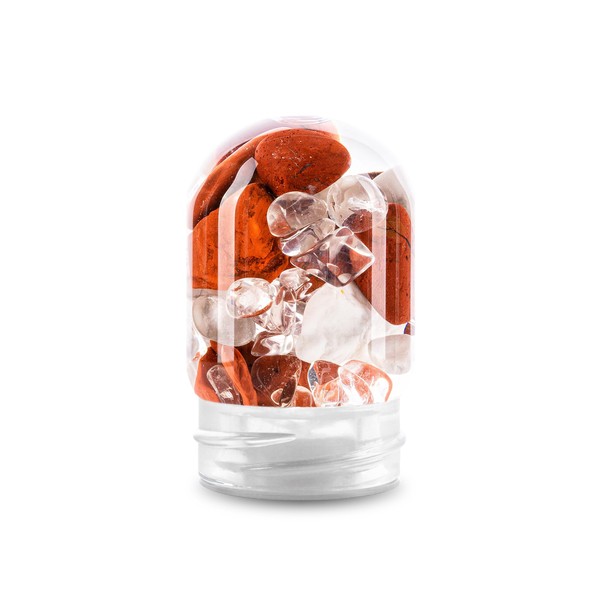 VitaJuwel GemPod Fitness Gemstone Module Bottles and Carafes with Red Jasper, Magnesite & Rock Crystal (Healing Stones, Water Stones)