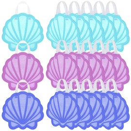Sweetude 24 Pcs Mermaid Seashell Party Favors Bags Non-Woven Reusable Candy Goodie Gift Treat Bags with Handles for Mermaid Decor Under the Sea Summer Ocean Beach Birthday Baby Shower Party Supplies
