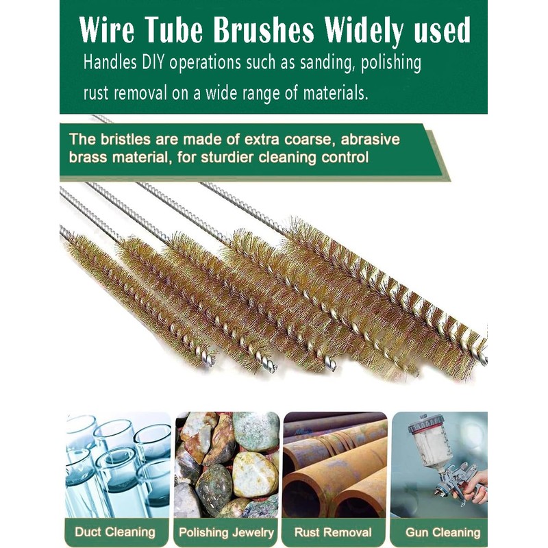 Preamer 6pcs Brass Tube Pipe Cleaners Brush Set , Multi-Functional