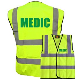 Medic Yellow Hi Vis Viz Safety Vest Waistcoat, Reflective High Visibility EN471 BS,