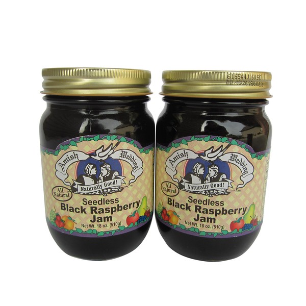 Amish Wedding Foods Seedless Black Raspberry Jam All Natural 2 - 18 oz. Jars