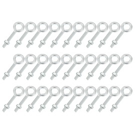 sourcing map Threaded Eye Bolts M6x40 Carbon Steel Eye Hooks Screws with Hex Nuts for Metal Hook Wood Terminal Ring Hooks Hanging, Pack of 30