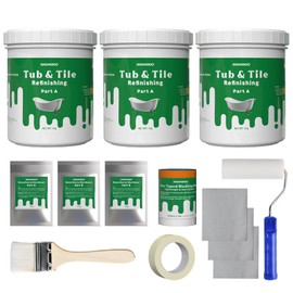 NADAMOO Tub and Tile Refinishing Kit (3kg / 105 oz, with tools, White), DIY Bathtub Sink Countertop Paint Resurface Kit for Bathroom Kitchen Porcelain Fiberglass, Semi-gloss