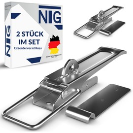 NTG Eccentric Lock with Mounting Plate, 210 mm, Galvanised and Weather-Resistant, Trailer Tension Clasp, Side Wall Closure, Lever Clasp, Trailer Clasp (Pack of 2)
