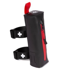 CureIT Bike First Aid Kit for Cyclist's, Compact Waterproof Case, Attaches to Bike Frame, Essential Supplies for Trauma & Emergencies, Black Red