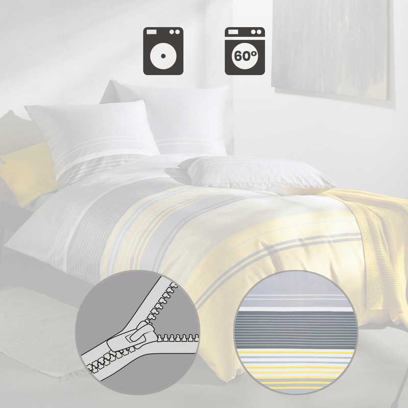 Erwin Müller Bed Linen, Duvet Cover, Pillowcase Mako Satin Stripes