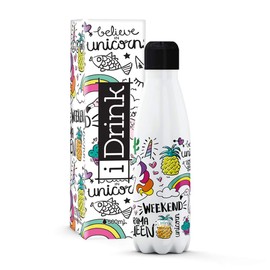 I-Drink Thermoflasche aus Stahl, doppelwandig, 350 ml, auslaufsicher, BPA-frei, RI01 (1 Einhorn)