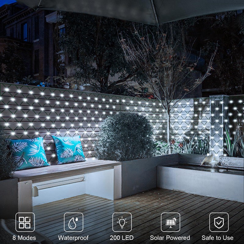 DealBeta Solar Net Lights 200 LED Outdoor Mesh Light with
