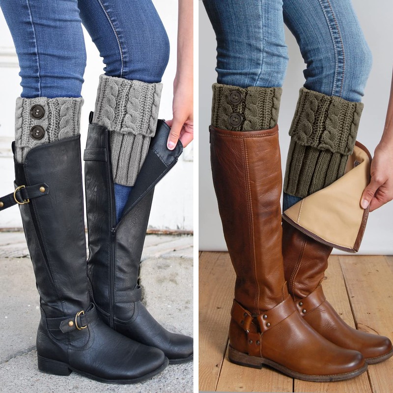 PHOGARY 4 Pairs Winter Warm Boot Cuffs for Women, Crochet