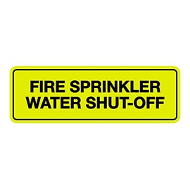 Signs ByLITA Standard Fire Sprinkler Water Shut-Off Sign (Yellow/Black) - Small (2 Pack)