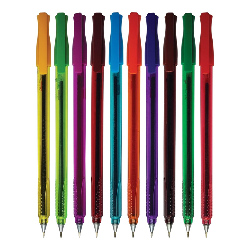 TRIJOI Ballpoint Pens, MULTICOLOUR, Fine Point (0.7mm), Pack of 10,