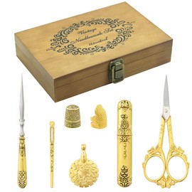 Vintage Embroidery Scissors Set, European Style Stainless Steel Sewing Tools for Sewing, Craft, Art Work, Needlework, Gold