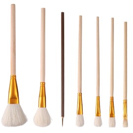 7pcs Pottery Glaze Brushes, Wood Long Handle Pottery Glaze Brushes Ceramic Brushes set Art Painting Tools for Acrylic Watercolor Oil Painting Pottery Students Painting Enthusiast