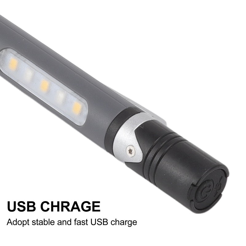 Pen Flashlight USB Charge 3 Light Sources LED Chip Clip