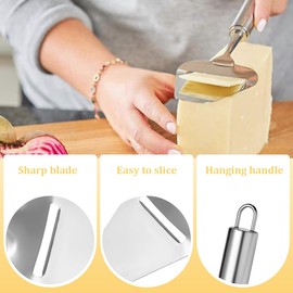 Stainless Steel Cheese Slicer, Multi-Functional Manual Cheese Cutter, Non-Stick Grater Peeler Plane for All Types of Cheese (Silver)