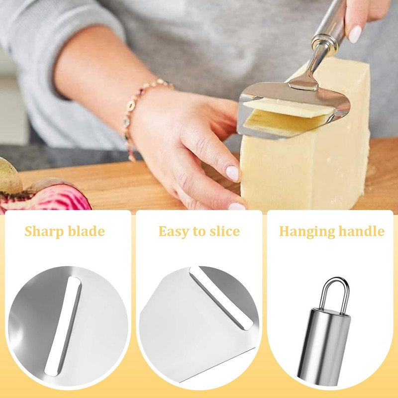 Stainless Steel Cheese Slicer, Multi-Functional Manual Cheese Cutter, Non-Stick Grater