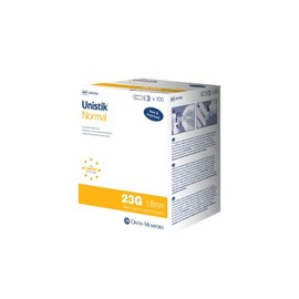 Unistik 3 Safety Lancets I Normal (23G x 1.8mm) for Medium Blood Flow I 100ct I Blood Sampling Device for Glucose and Other Capillary Blood Tests I Single-use for Safety,White with Gray Cap