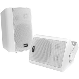 Pyle Pyle 6.5 Inch Wall Mount Waterproof Speaker System for Indoor or Outdoor Wireless Bluetooth Surround Sound System, White (2 Pack)