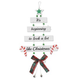 FINGOOO Wooden Christmas Hanging Decoration, Xmas Ornaments Patterned Decorations Party Supplies Accessories(Green)