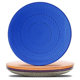 Yungala Multi-Colored Winter Vintage Hobnail Glass Plates – Set of 4 – Elegant Glass Dinner Plates for Seasonal Table Settings