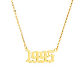 AFSTALR Birth Year Necklace Women Birthday Gifts Charm Friendship Jewellry for Girls Birthday Year Number 1995 Gold