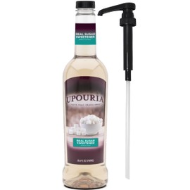 Upouria Real Sugar Sweetener Simple Syrup, 100% Vegan and Gluten-Free, 750 mL Bottle - Coffee Syrup Pump Included