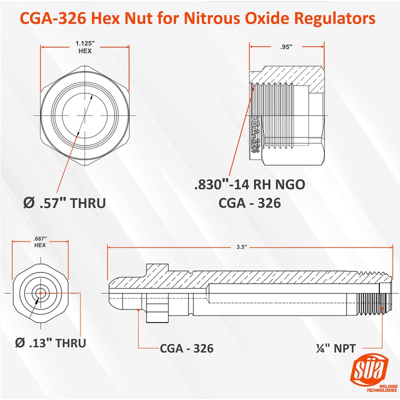 SÜA - Nut and Nipple replacement for Nitrous Oxide Regulators