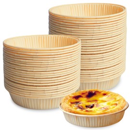 WIYETY 100 stampi per torte in carta per cuocere, mini stampi per torte Φ 9,2 cm, stampi per quiche, stampi piatti in carta, rotondi, per friggitrici ad aria calda, forni e microonde (giallo)