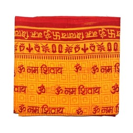 ASHIRWAD 100% Cotton Meditation Yoga Scarf Shawl Large Beach Wrap Hindu Prayer Stole OM Hare Krishna print, Orange, Medium