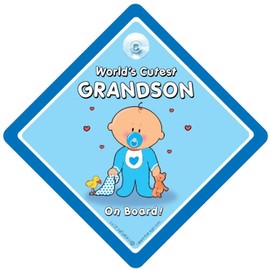 World's Cutest Grandson On Board, Car Sign, Baby On Board Sign, baby on board, Novelty Car Sign