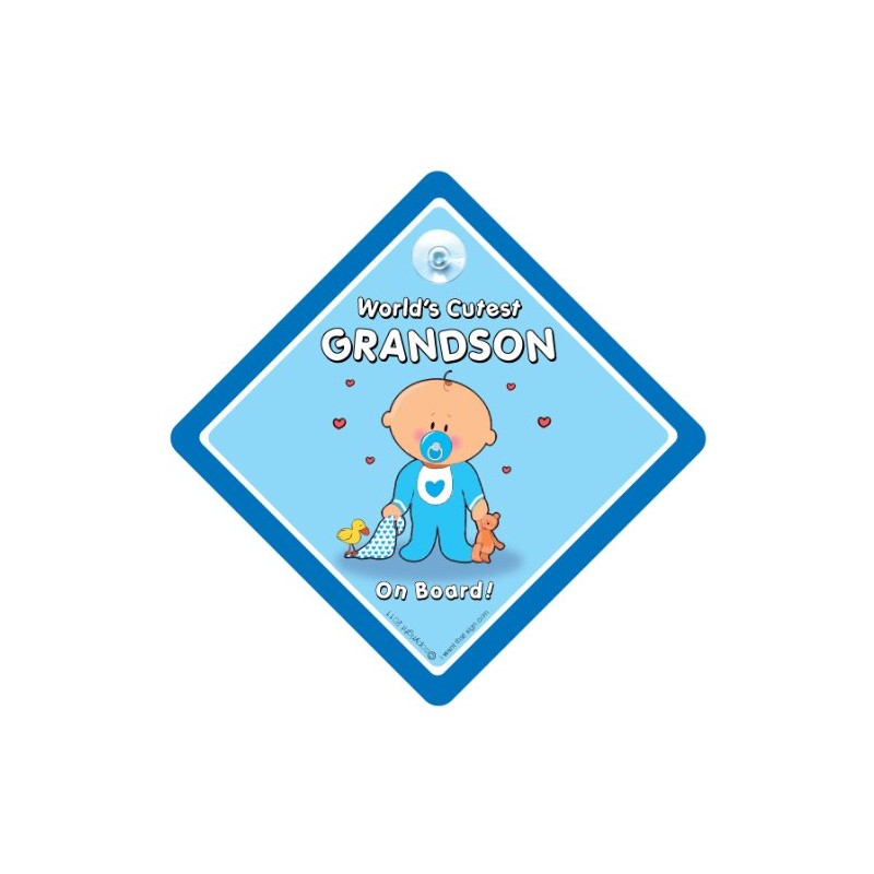 World's Cutest Grandson On Board, Car Sign, Baby On Board