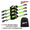 ELIFTING 4-Pack Retractable Ratchet Straps 1" x 10ft, 1650 lbs