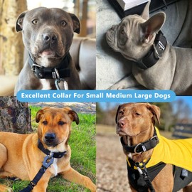 Heavy Duty Tactical Dog Collar - 1.5" Width Military Durable Thick Nylon with Adjustable Metal D Ring & Buckle Working Training K9 Collar for Medium Large Dogs (L(20"-23"), Black)