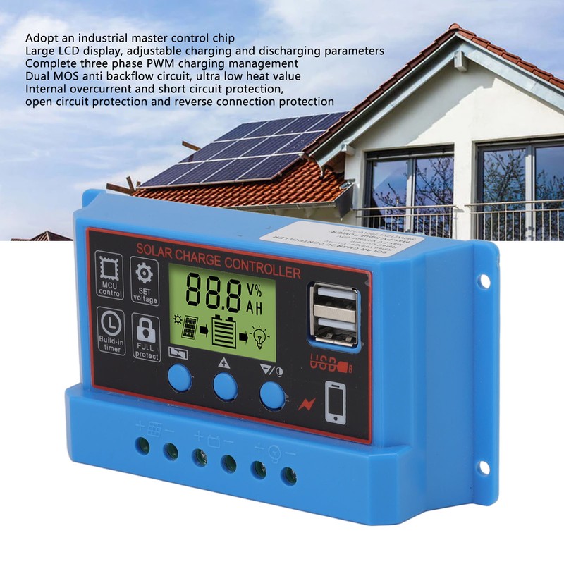 12V 24V Solar Charge Controlle LCD Display Solar Panel Controller