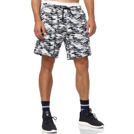 Indicode Men's Dannie Cargo Sweat Shorts with Drawstring, Men's Shorts, Sports Tracksuit Bottoms, Black camouflage, XL